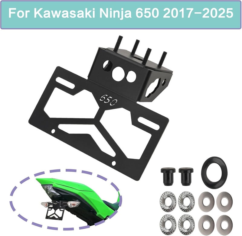 RIDLOG Ninja 650 Fender Eliminator Kit Z650 Fender Eliminator Bracket Fit for 2017-2025 Kawasaki Z650 Ninja EX650 License Plate Bracket Holder Mount for Z650 EX650 ABS Tail Tidy for Ninja 650 - Image 3